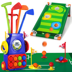Bennol Upgraded Kids Golf Set cart image showing easy rolling storage and transport.
