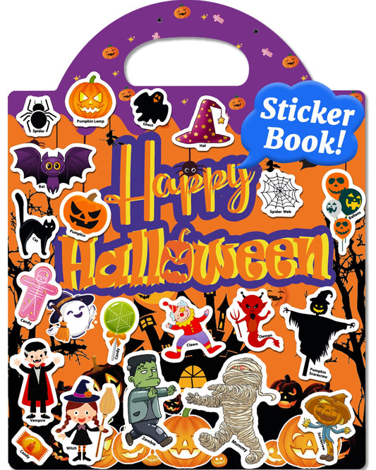 Benresive Halloween sticker book cover, durable and reusable for mess-free play.