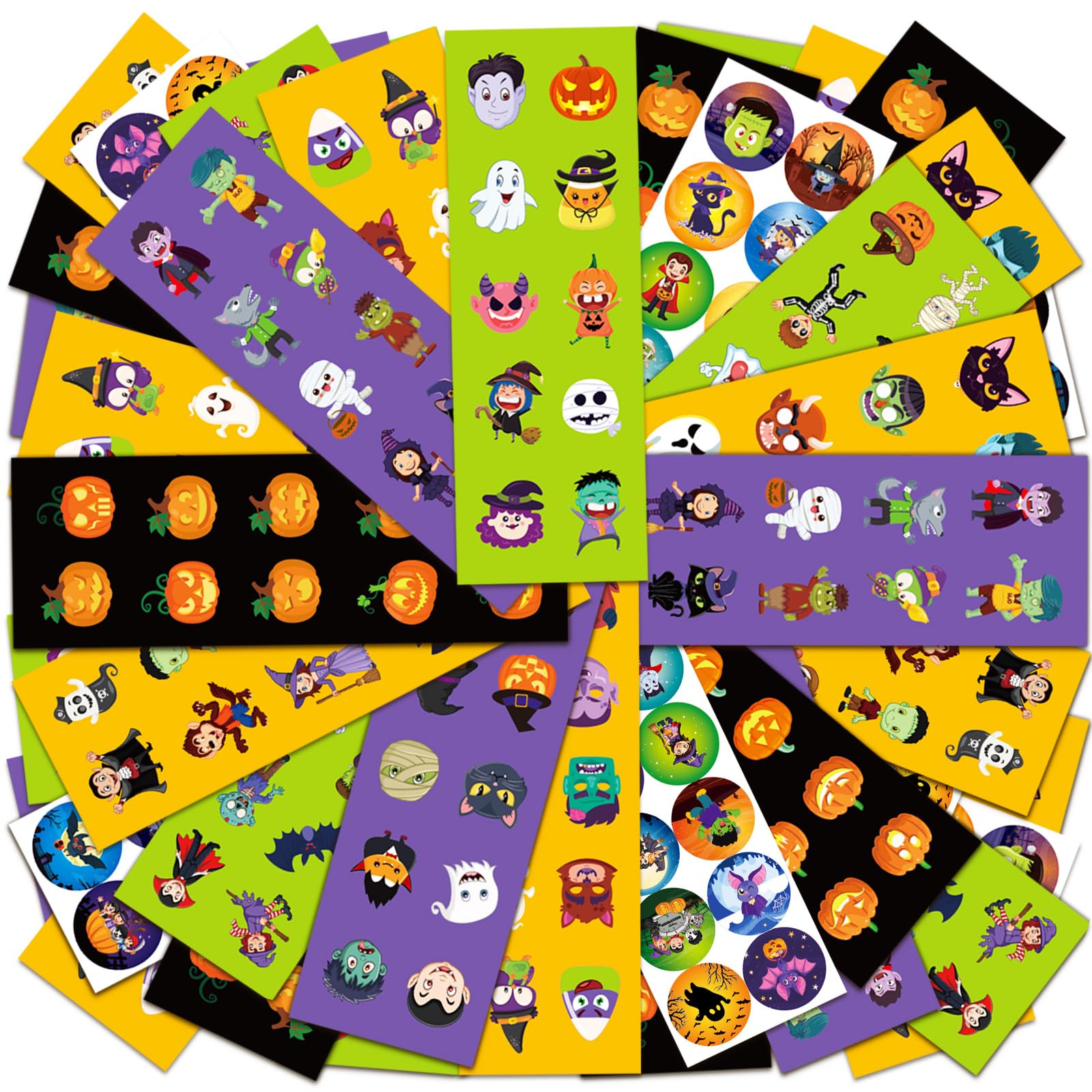 Benresive Halloween water bottle stickers with pumpkin designs for festive bottles