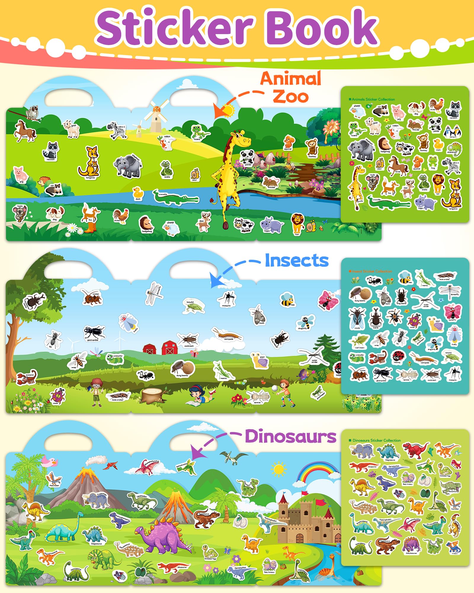 Benresive insects sticker book inspires exploration and fine motor skills.