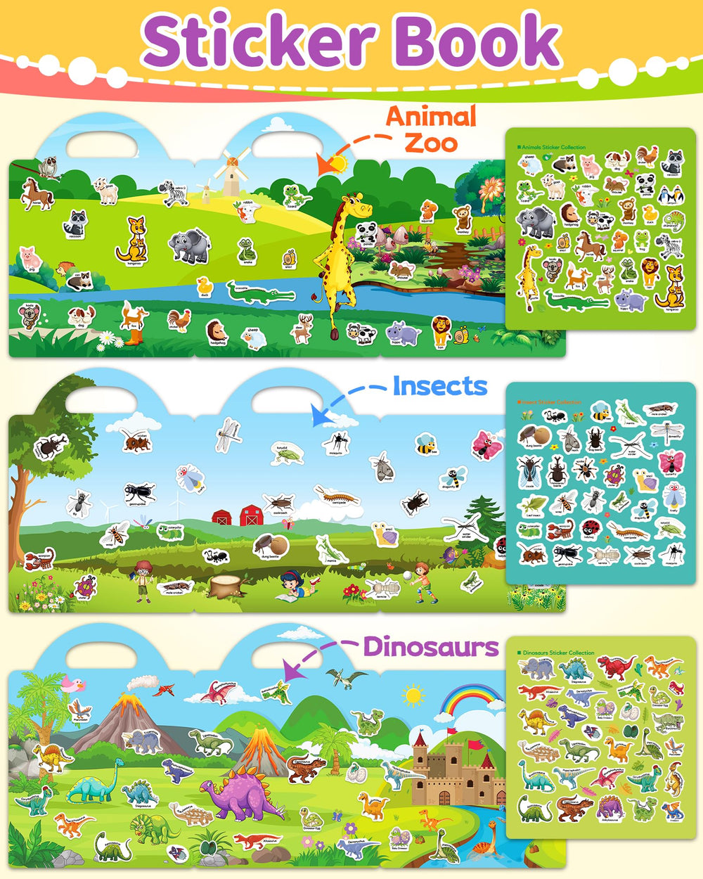 Benresive insects sticker book inspires exploration and fine motor skills.