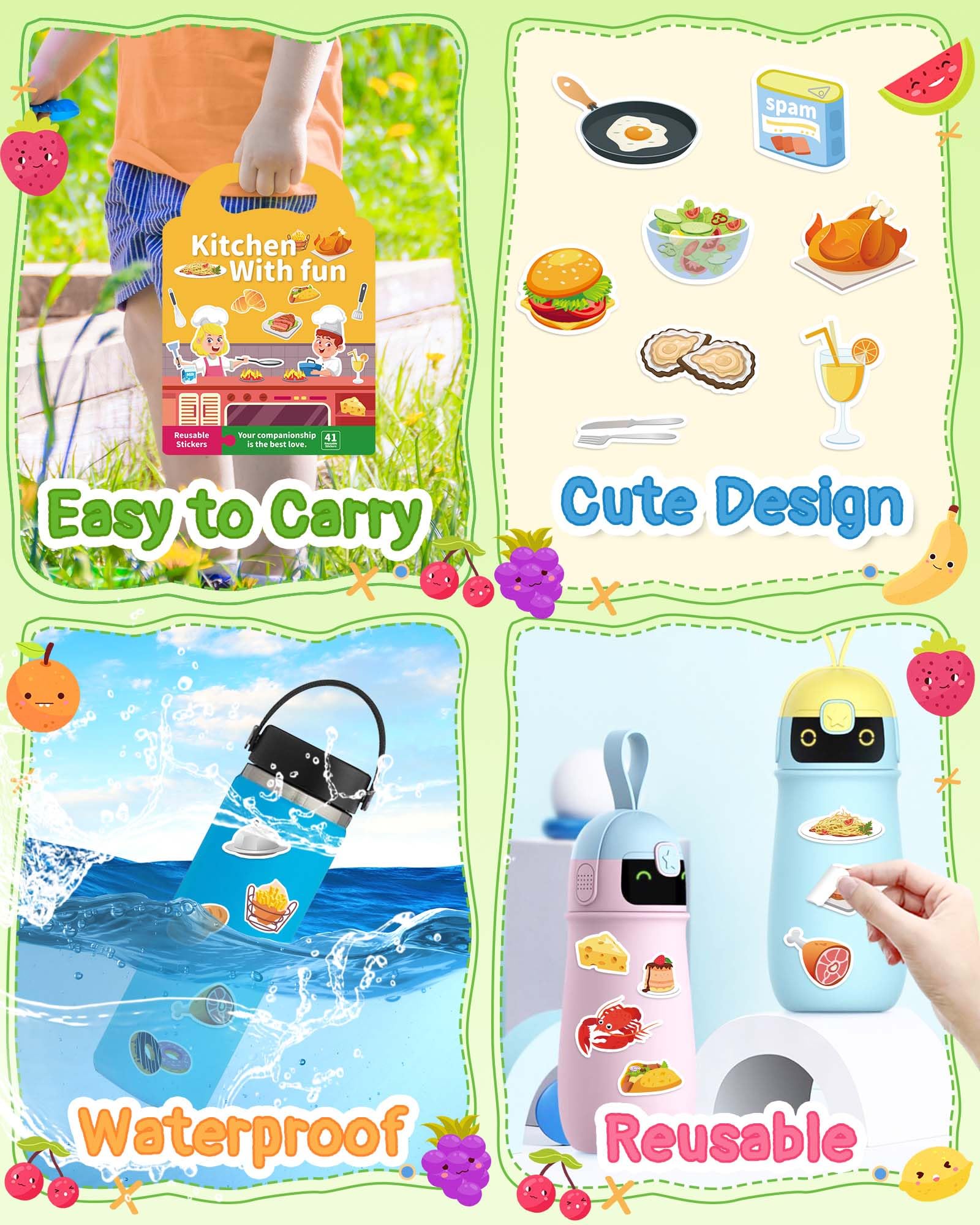 Benresive kitchen-themed stickers spark learning through play for toddlers.