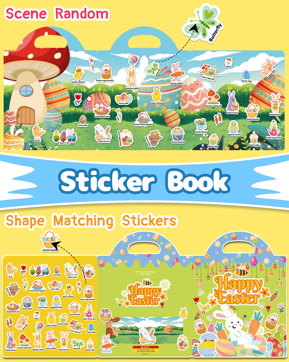 Benresive portable sticker book with handle for trips.