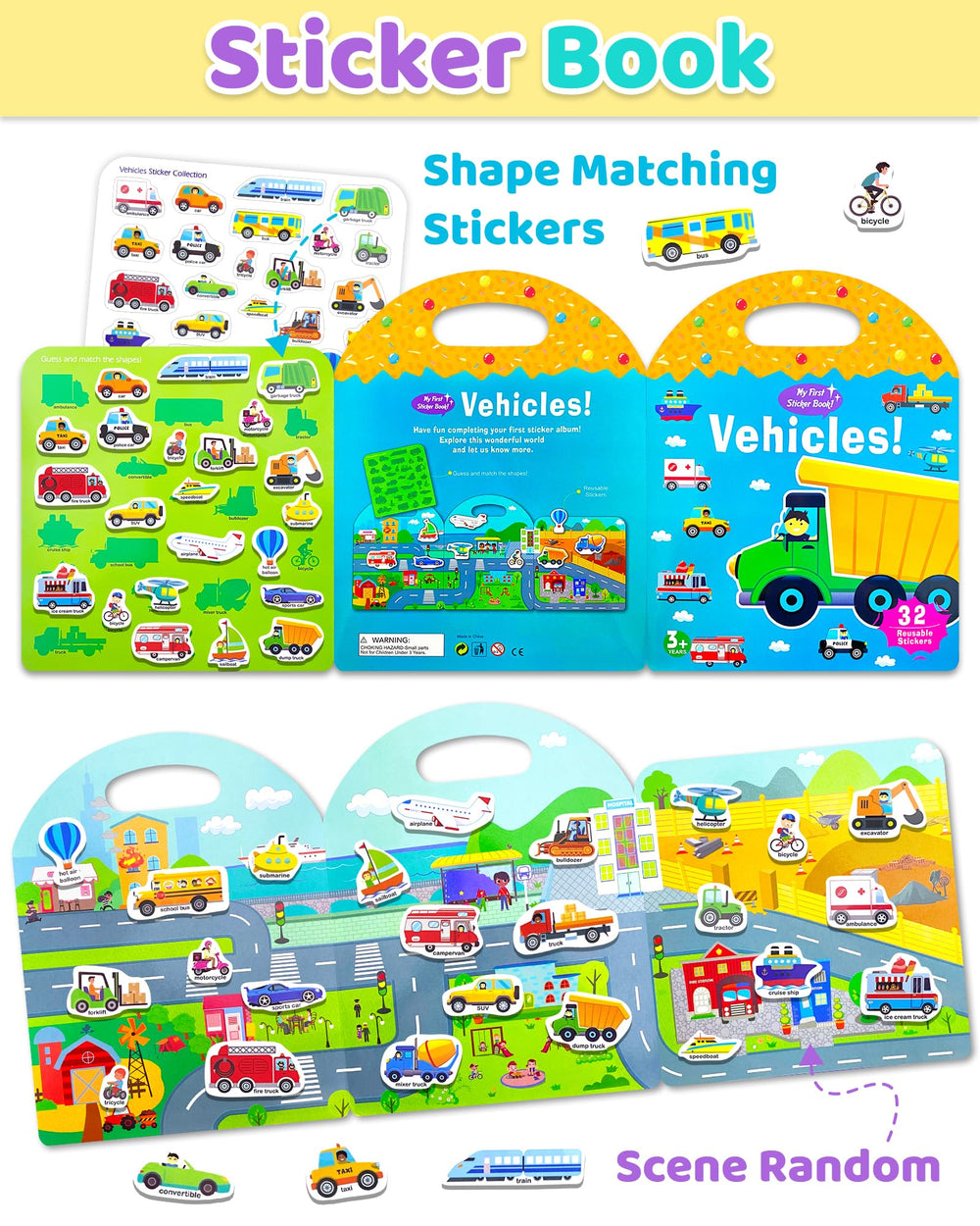 Benresive portable sticker book with handle enables travel-friendly crafting on the go.