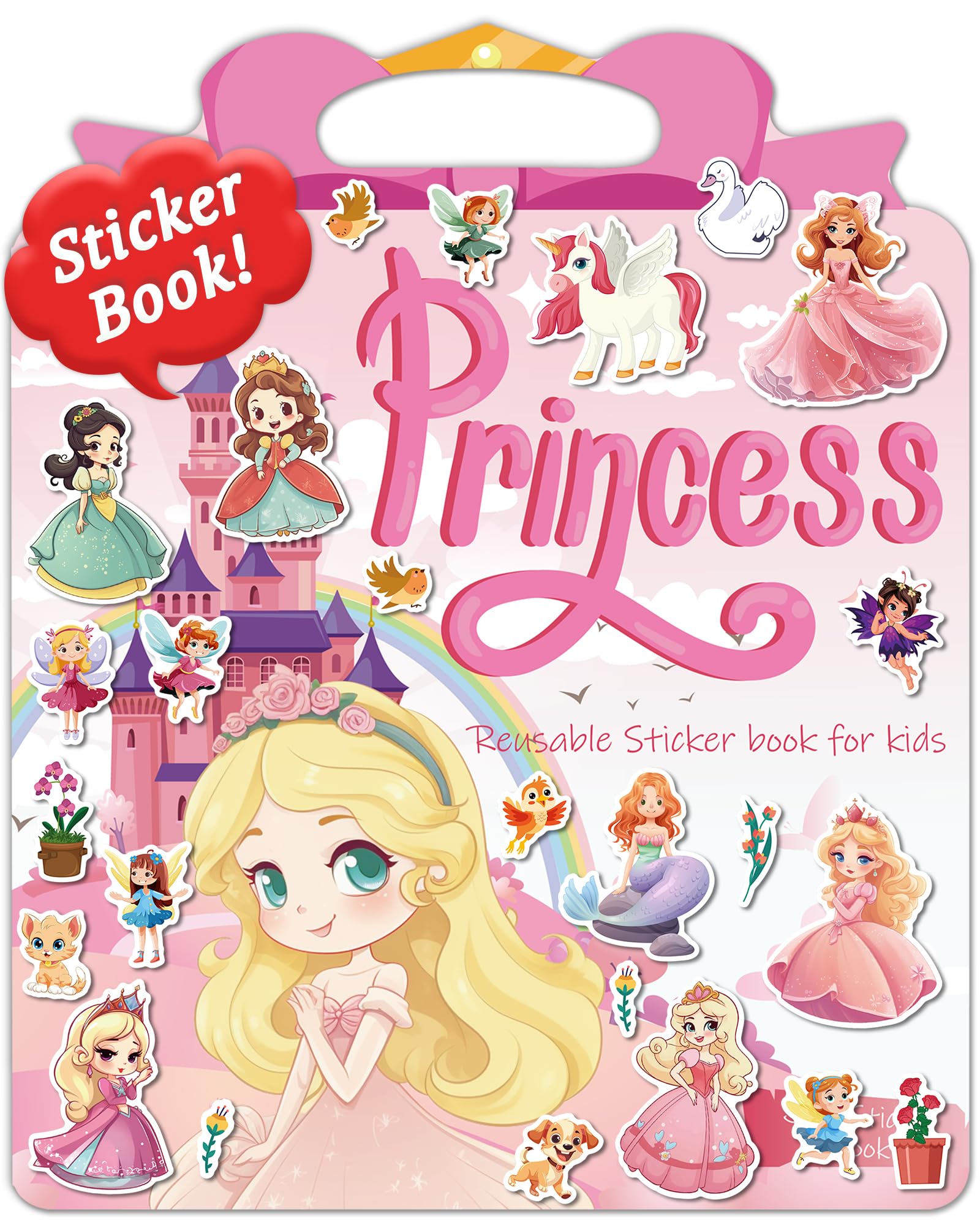 Benresive Princess Sticker Book cover, portable for travel and play.