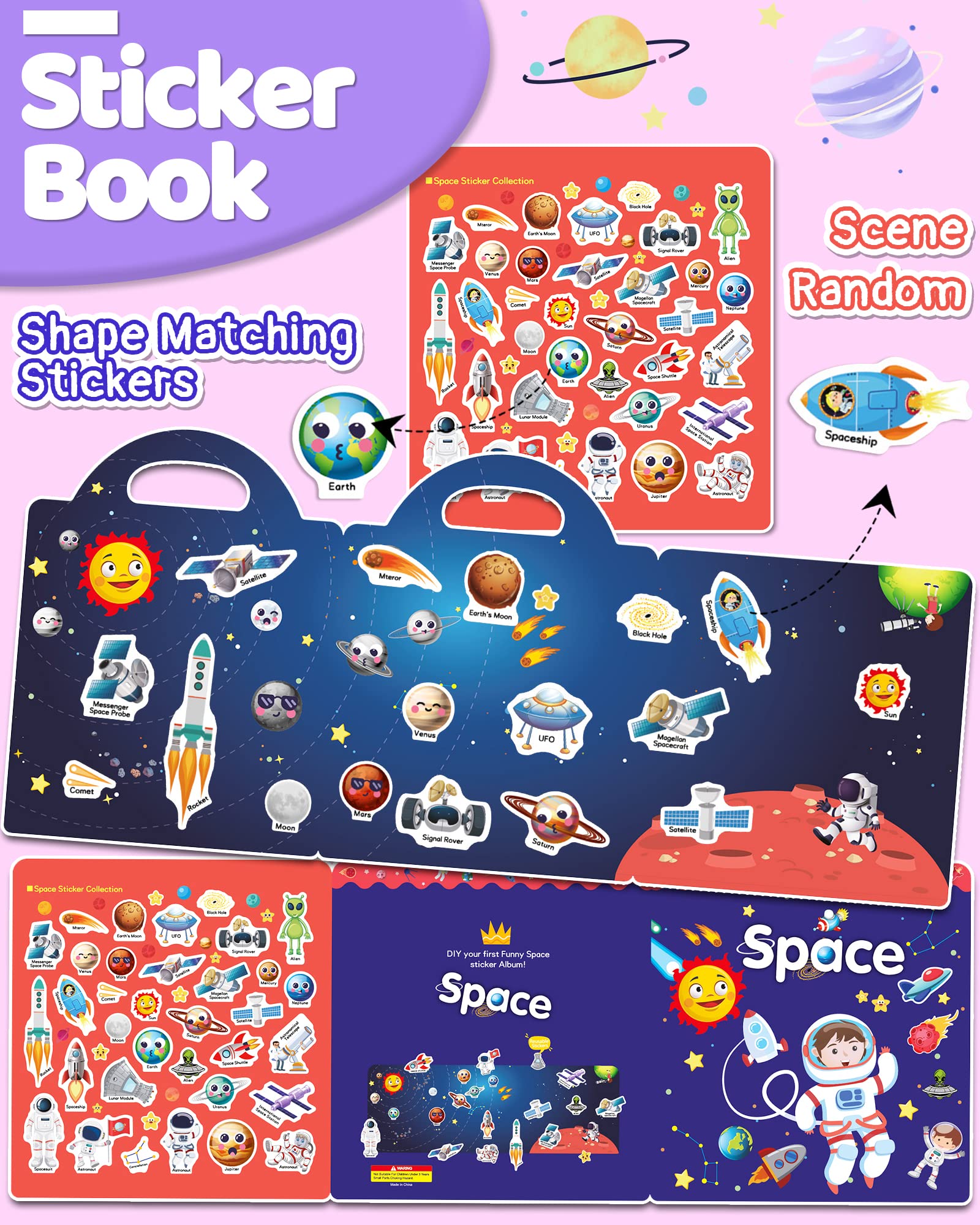 Benresive Space stickers on window, mess-free decoration for kids