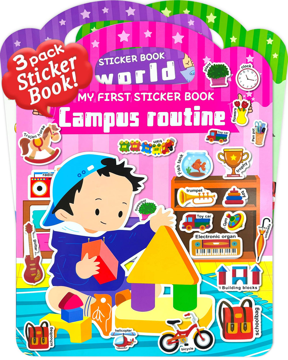 Benresive reusable sticker book with campus theme for on-the-go learning and play.