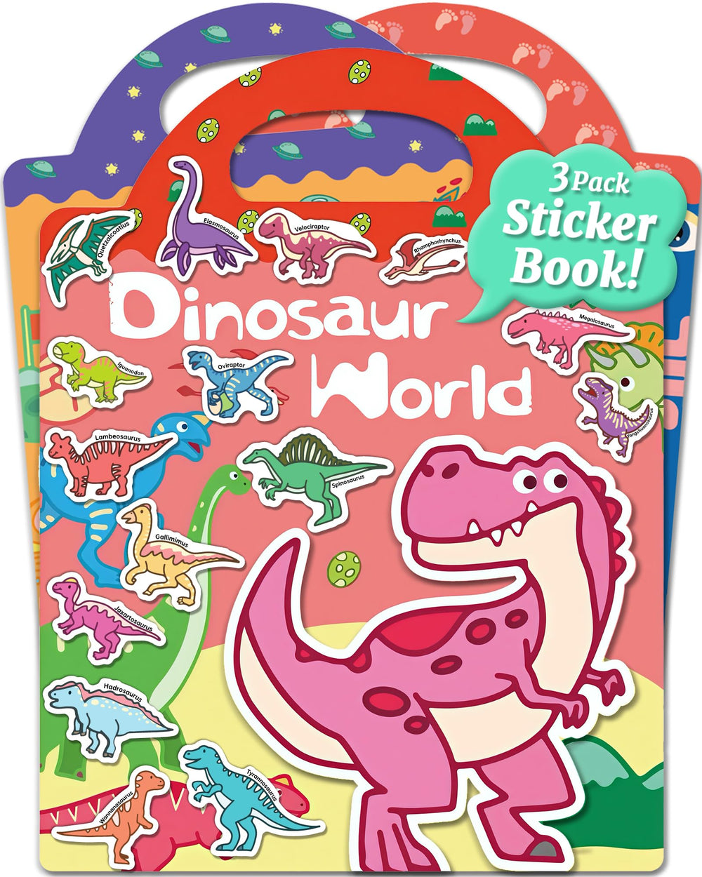 Benresive sticker book with dinosaurs open for play and word learning