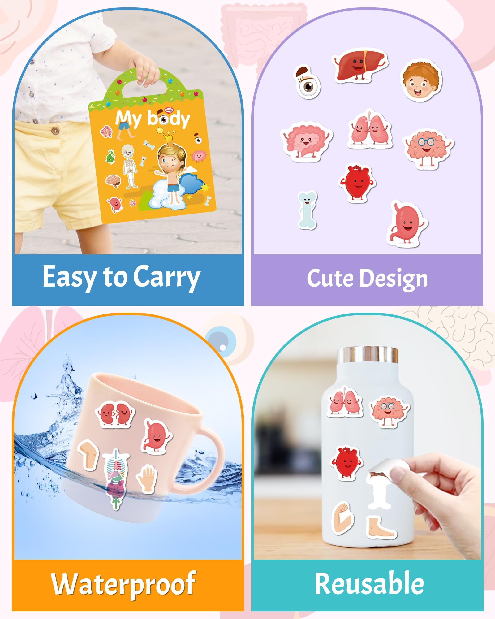 Benresive sticker book with handle provides easy storage and portability.