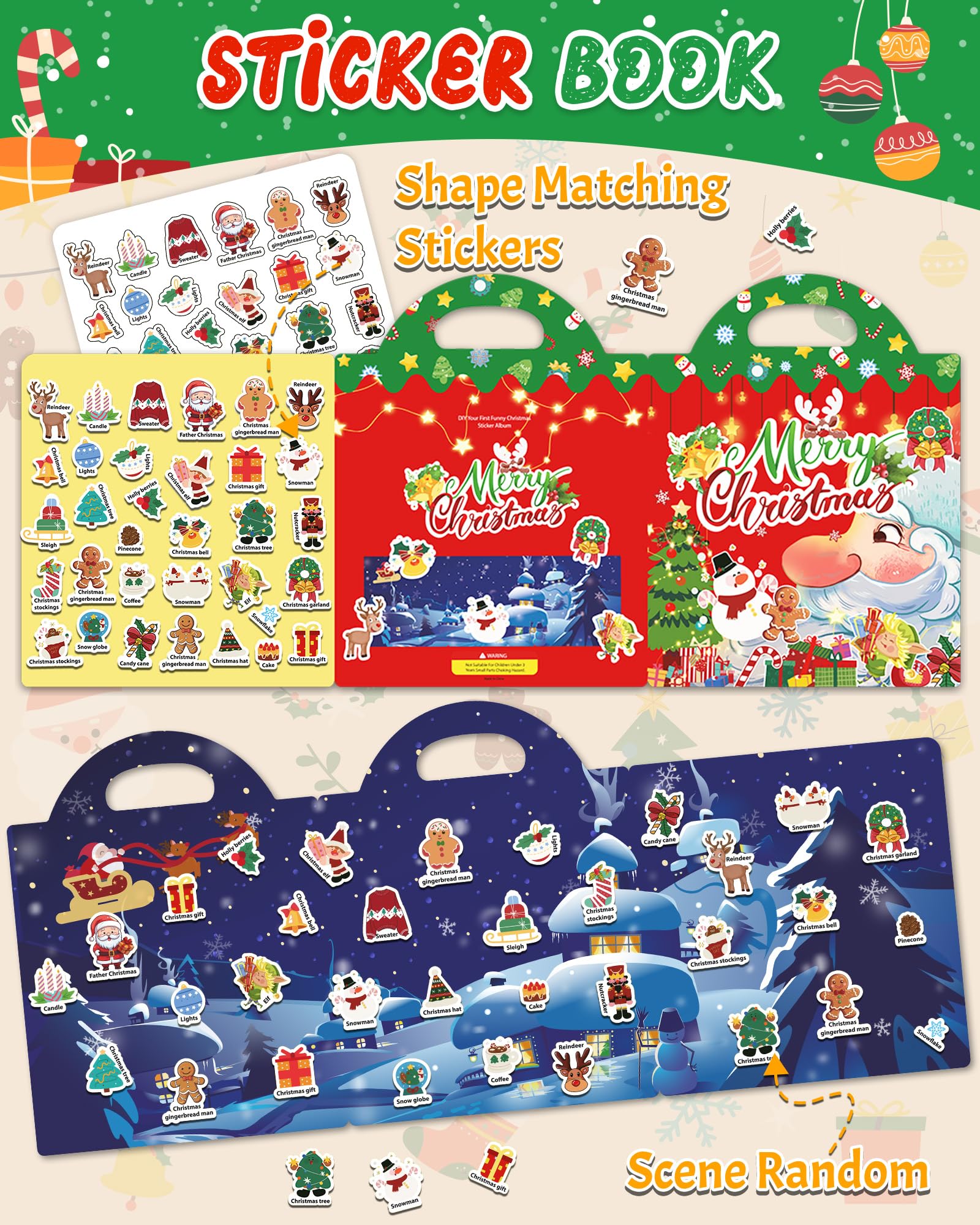 Benresive sticker book pages close-up showcasing colorful stickers for imaginative play.