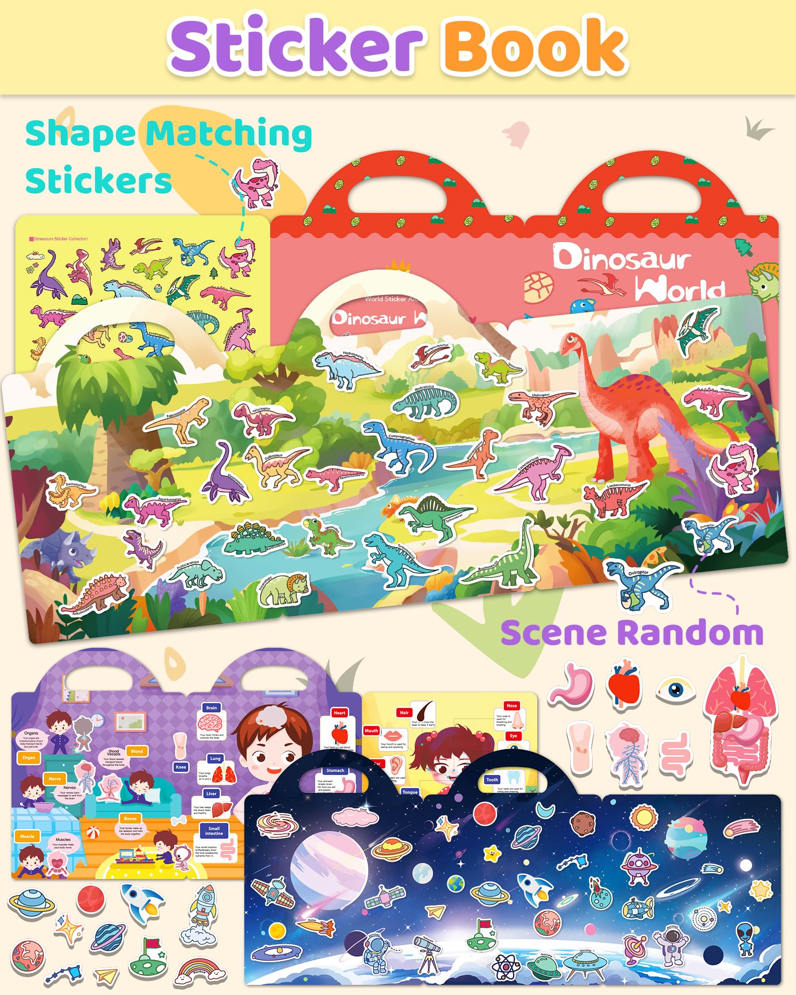 Benresive space sticker book open for imaginative play and early vocabulary