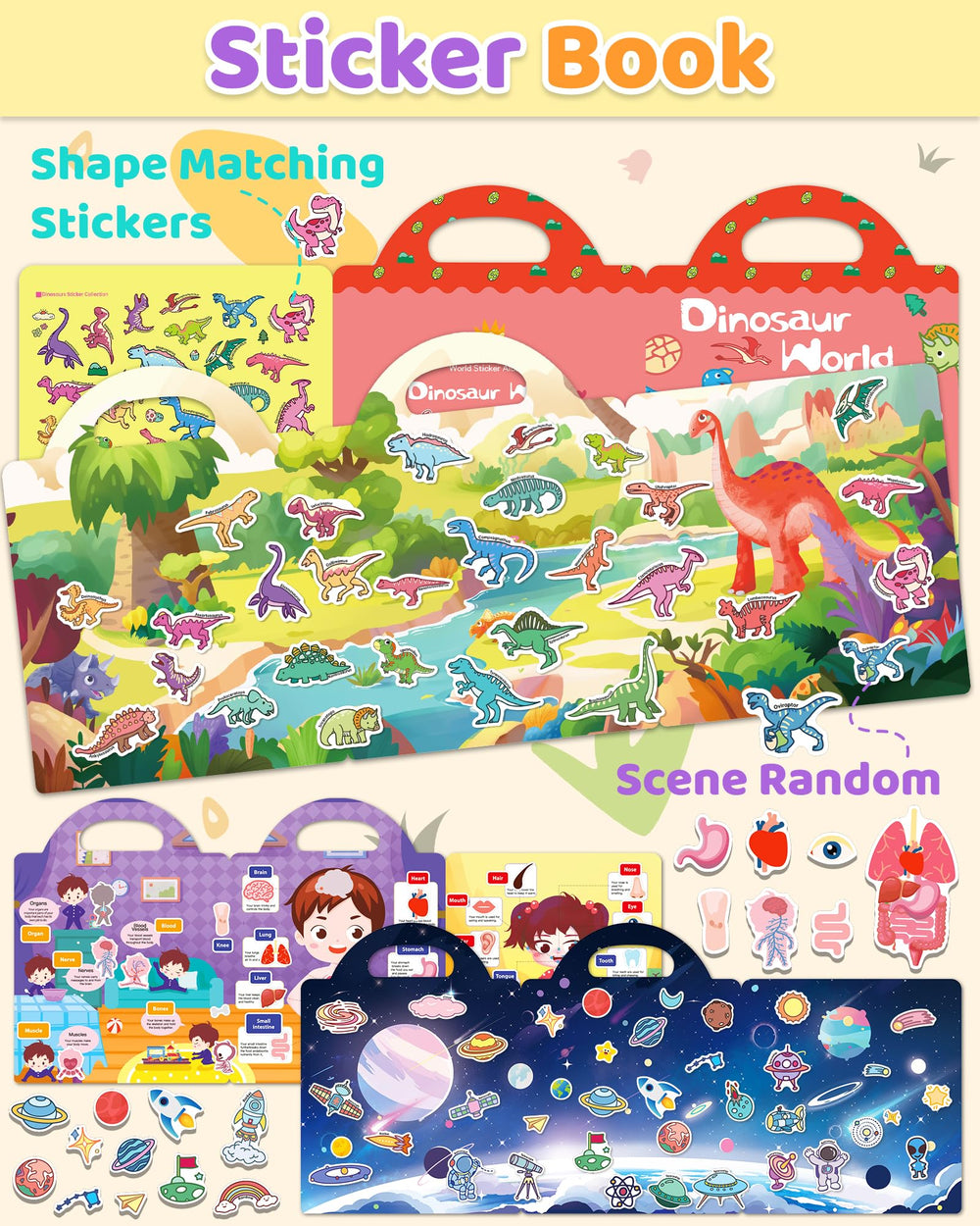Benresive space sticker book open for imaginative play and early vocabulary