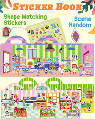 Benresive sticker book supermarket theme supports vocabulary during play