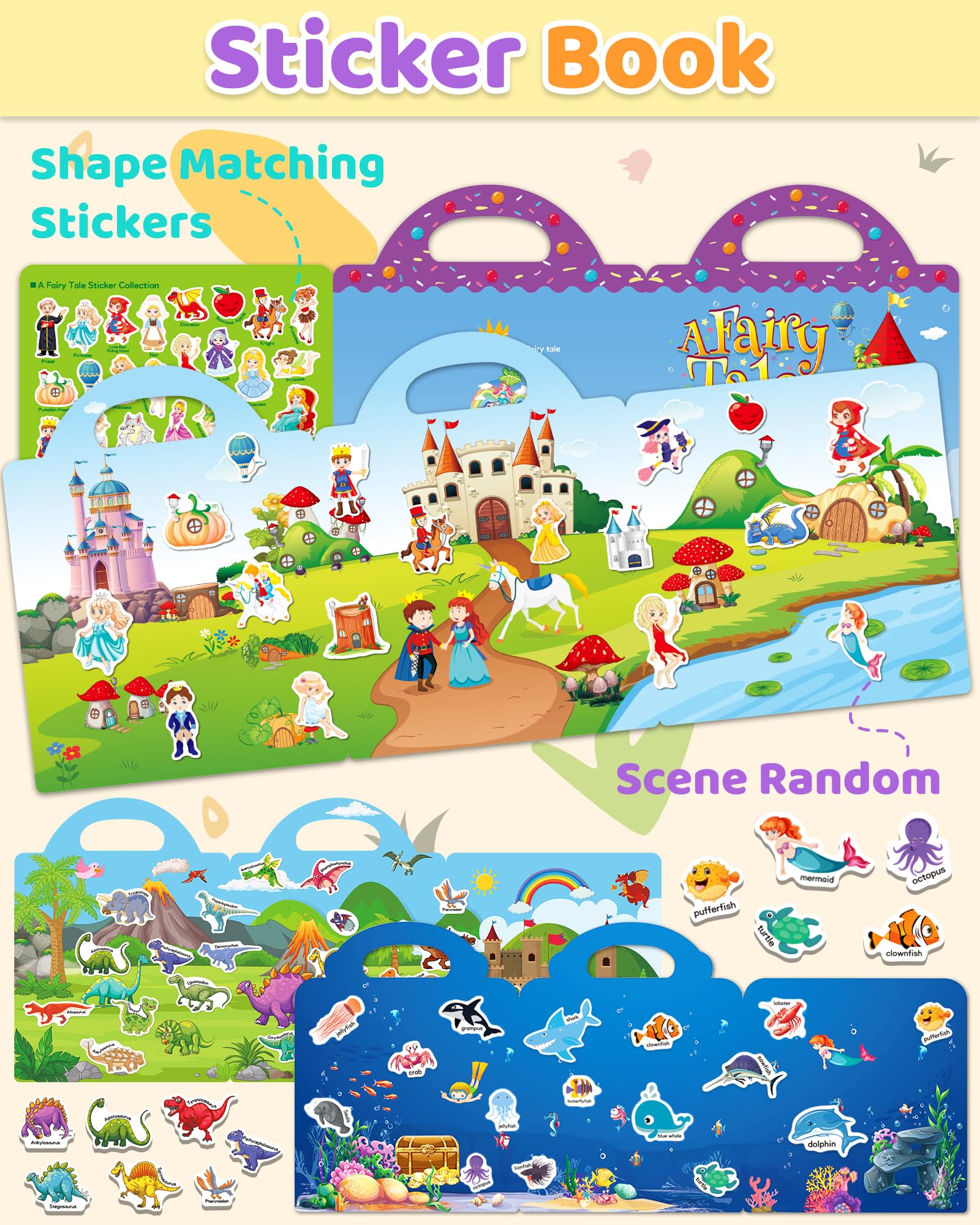 Benresive Dinosaurs sticker book with vivid stickers for imaginative storytelling