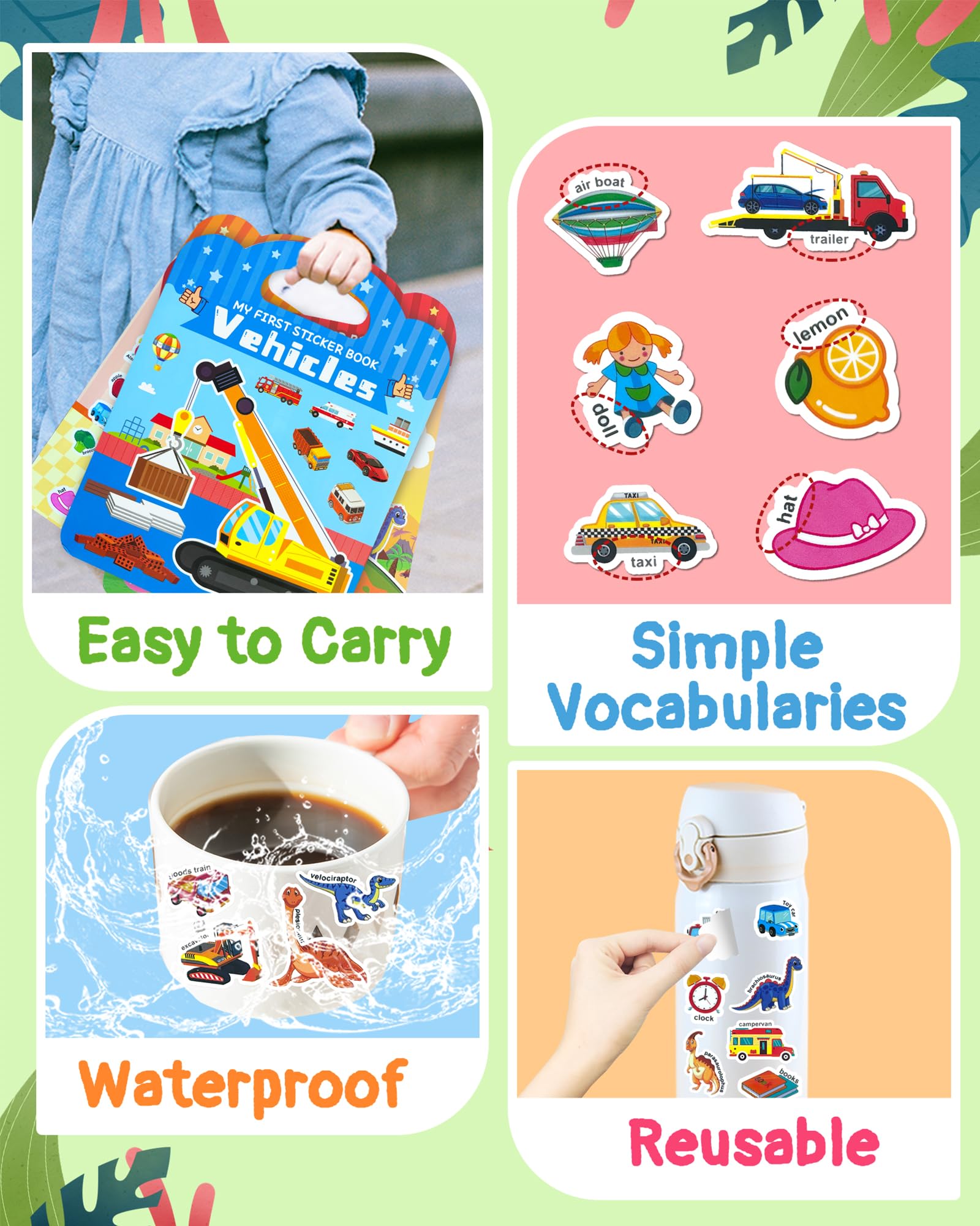 Benresive sticker book waterproof PVC resists spills during play