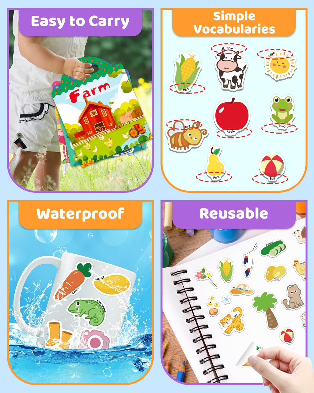 Benresive stickers on a water bottle show surface-friendly play options.