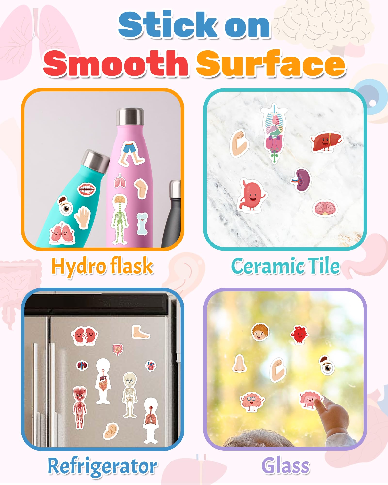 Benresive My Body stickers on windows or bottles encourage imaginative play.
