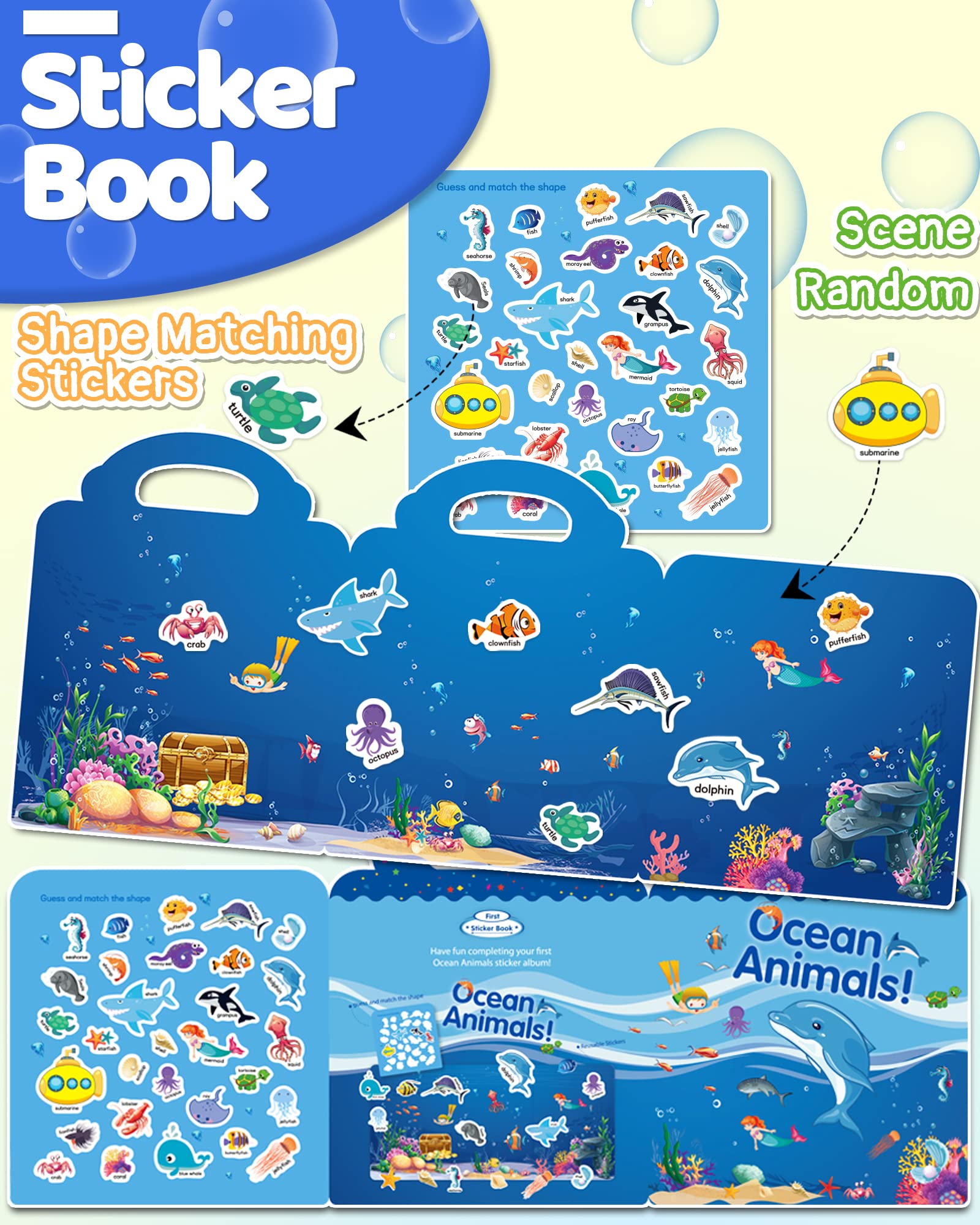 Benresive toddler sticker book handle enables easy portable activities