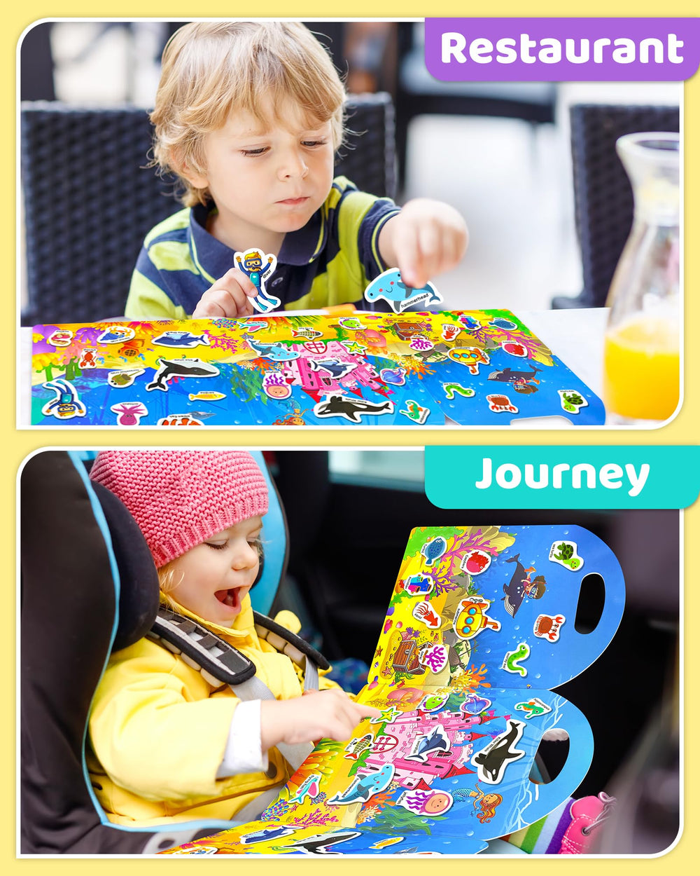 Benresive portable sticker book with handle supports on-the-go fun.