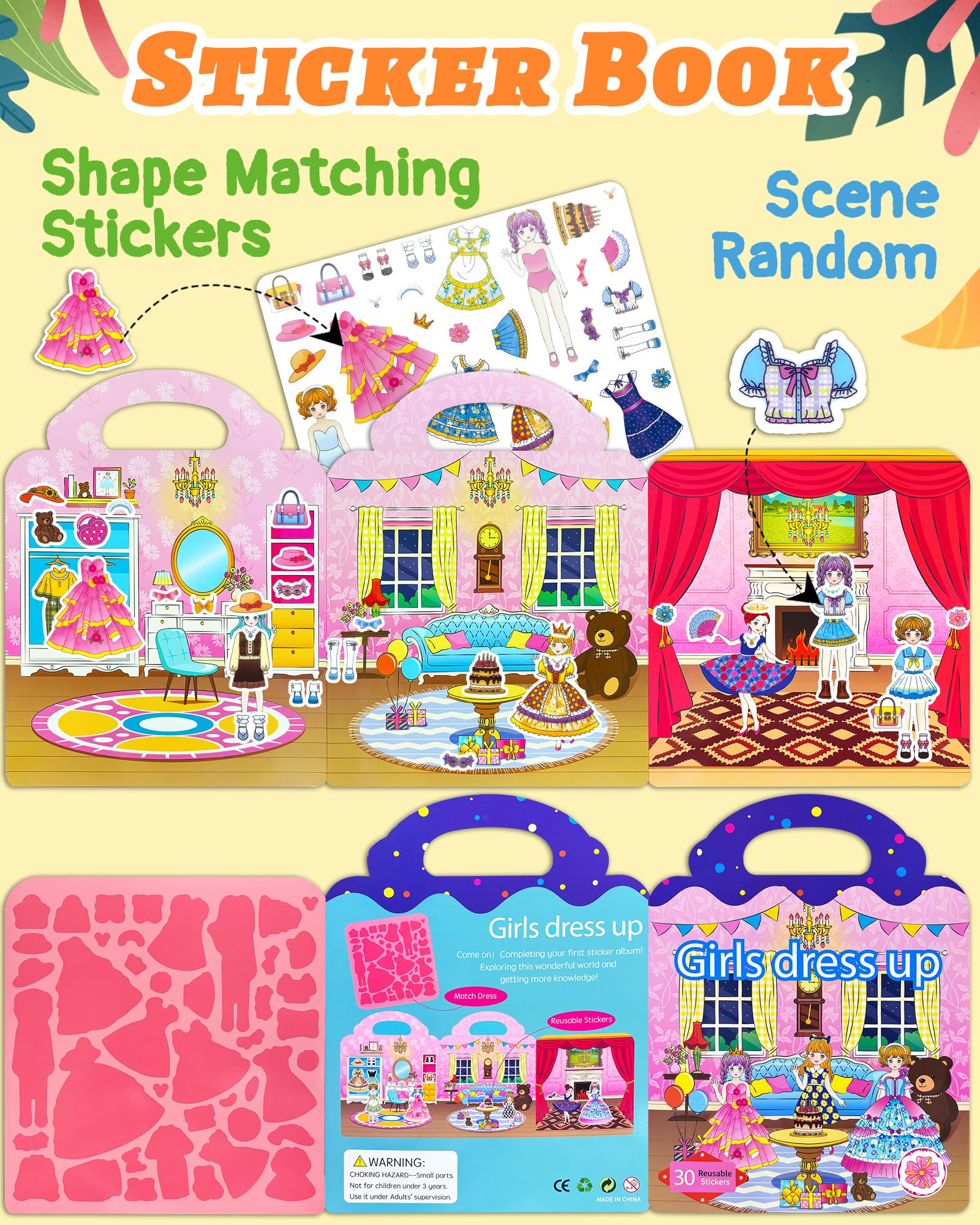 Benresive toddler sticker book portable handle makes travel activities easy.