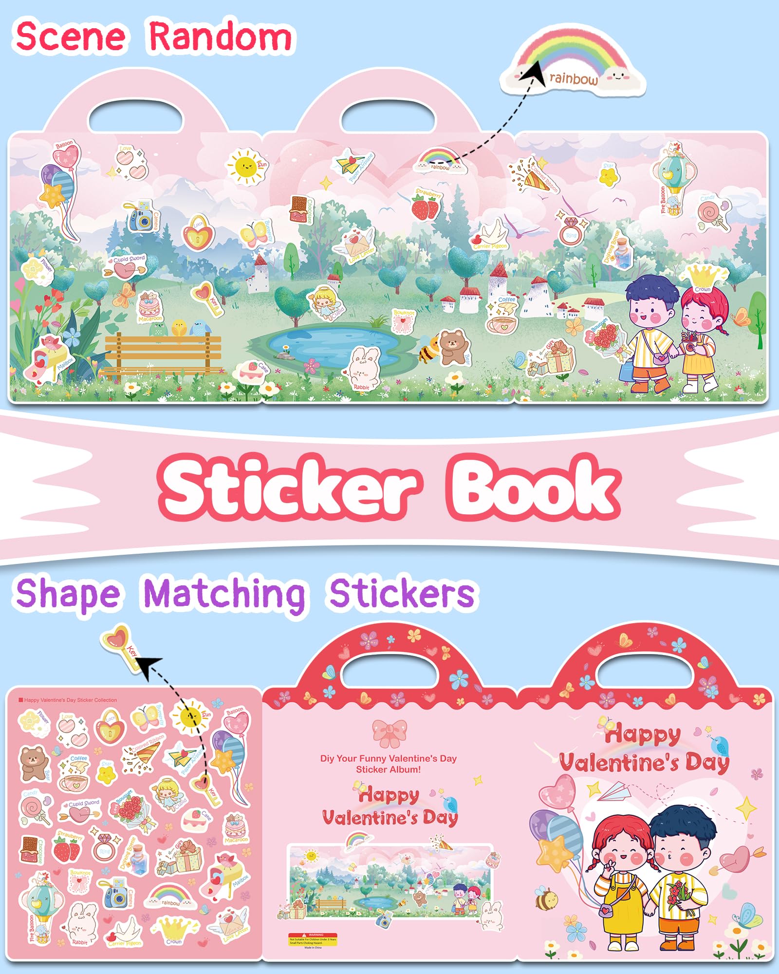 Benresive toddler sticker book with handle for easy travel crafting