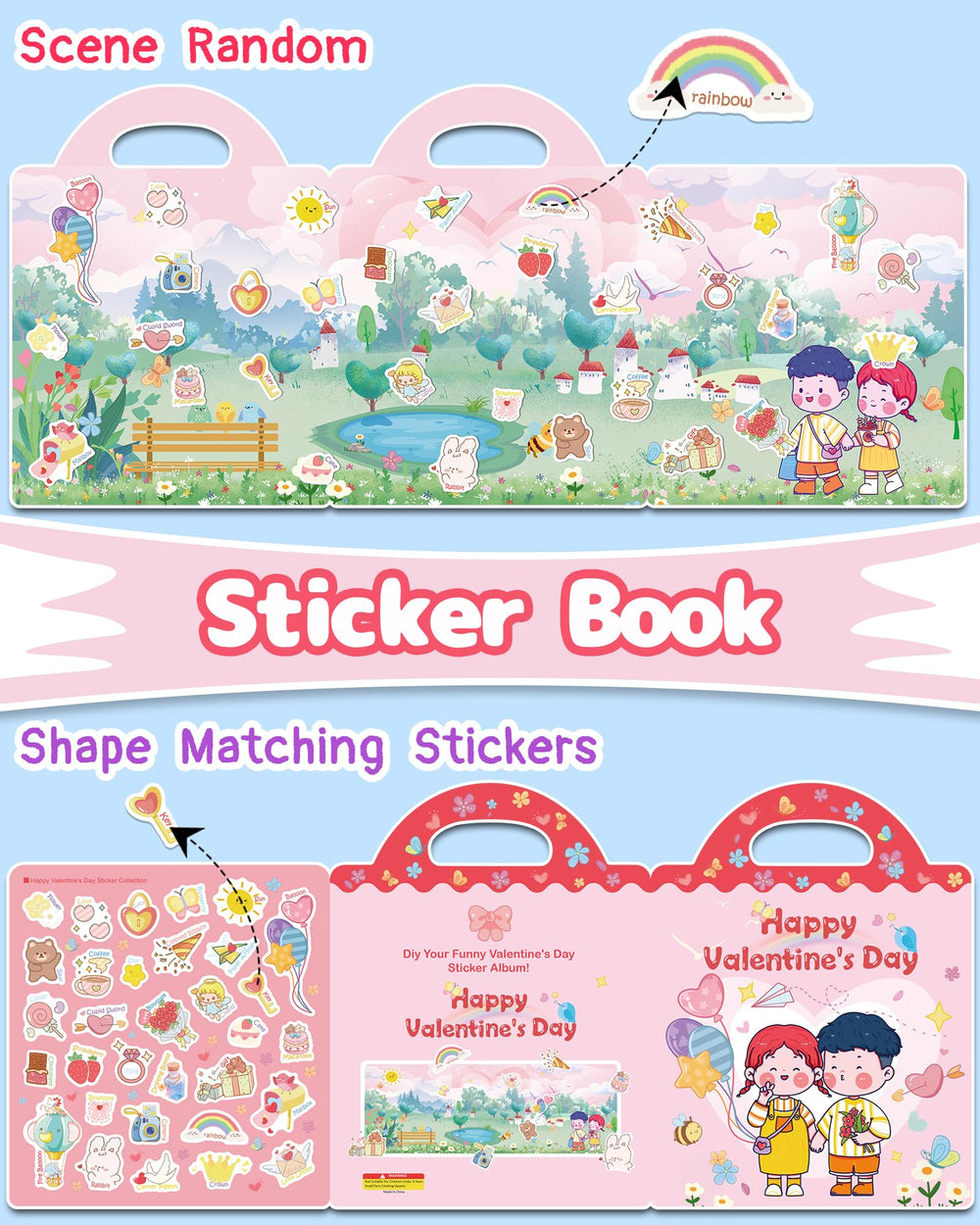 Benresive toddler sticker book with handle for easy travel crafting