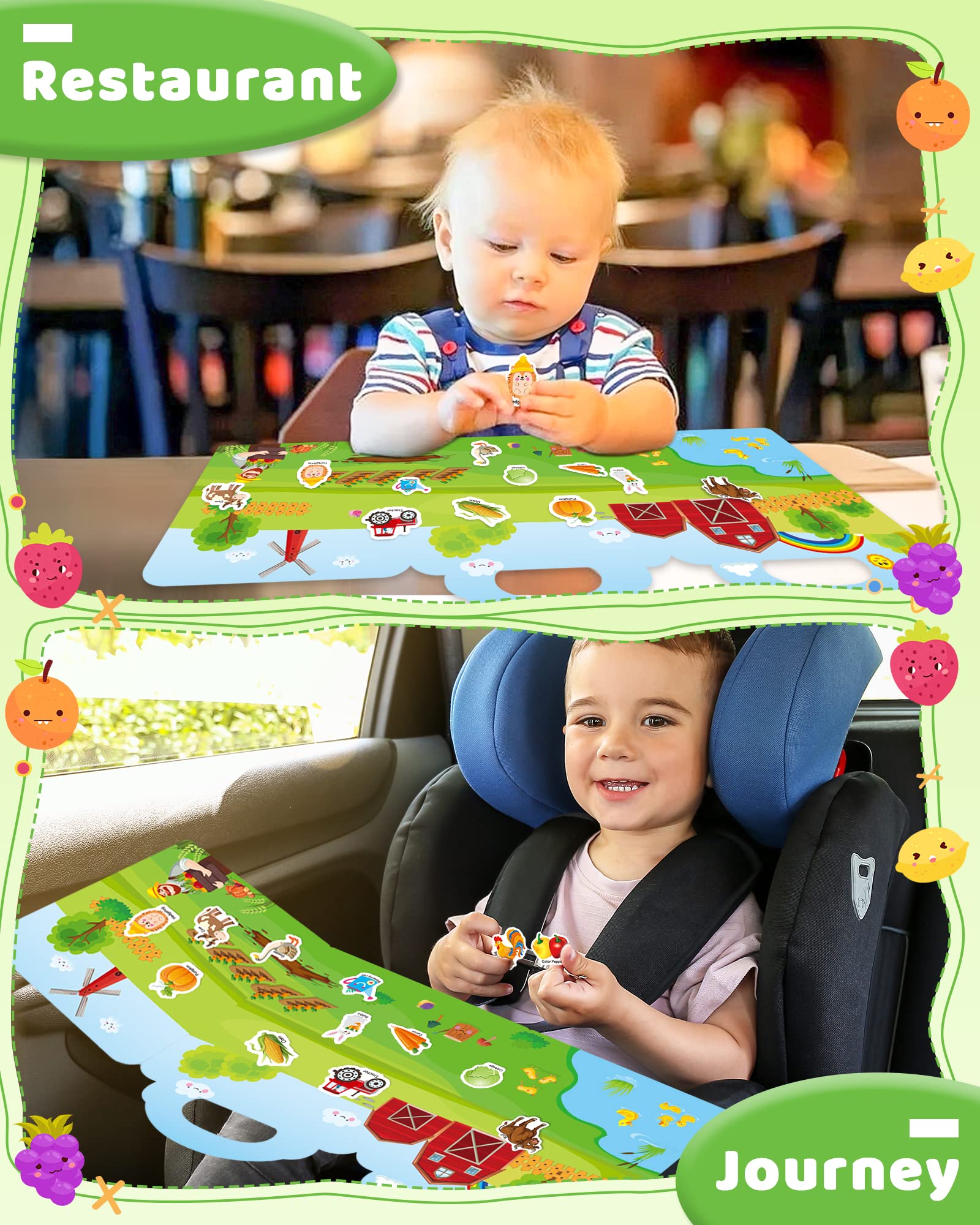 Benresive toddler stickers on windows for mess-free creativity.