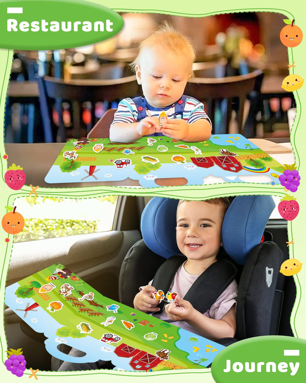 Benresive toddler stickers on windows for mess-free creativity.