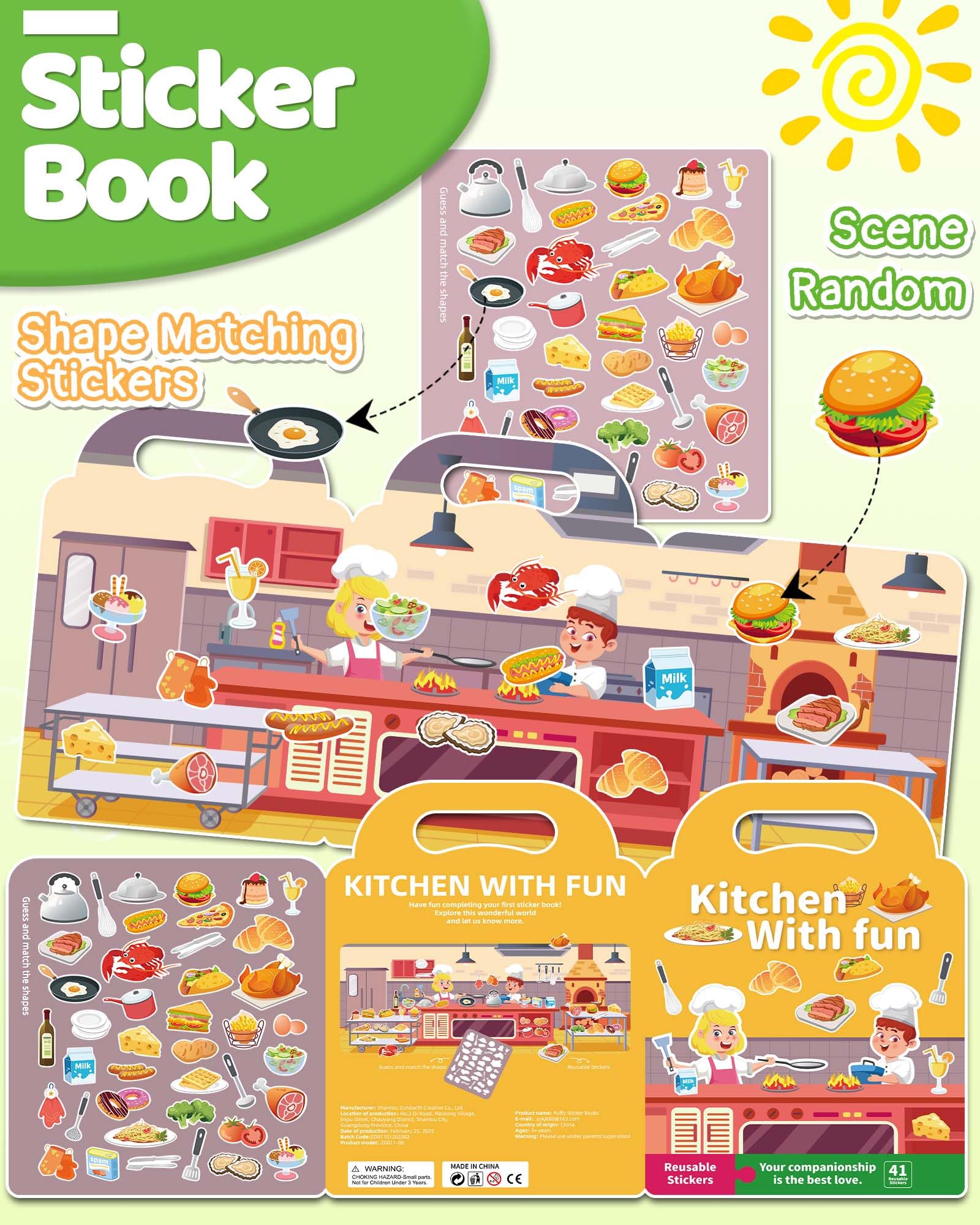 Benresive toddler sticker book with portable handle for travel-friendly sticker fun.