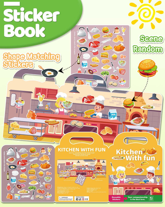 Benresive toddler sticker book with portable handle for travel-friendly sticker fun.