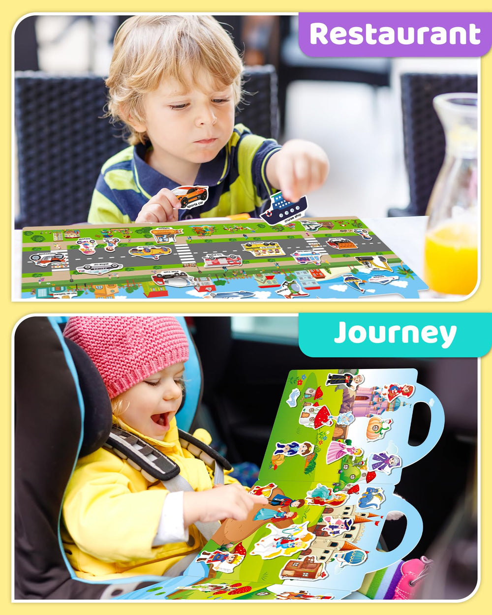 Benresive Vehicle stickers book supports imaginative play.