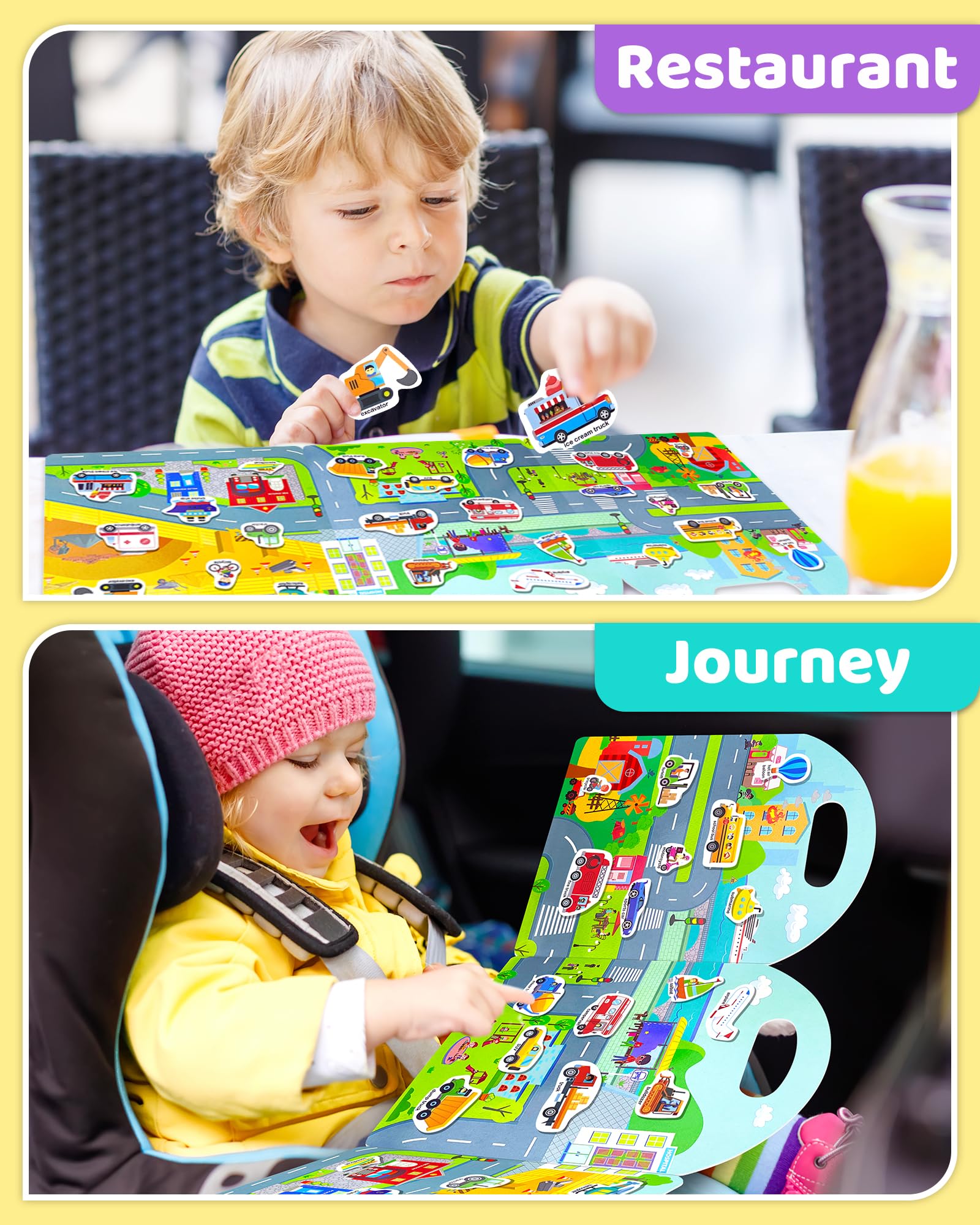 Benresive vehicle stickers on window spark imaginative play and easy surface decorating.