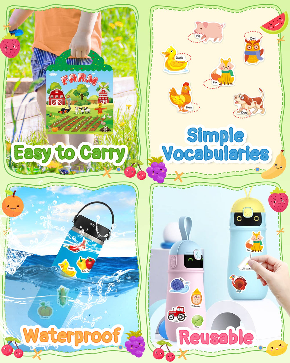 Benresive stickers on a water bottle to encourage travel play.