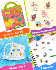 Benresive sticker book shown on a window for mess-free play.