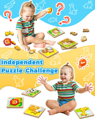Benresive wooden toddler puzzle crab encourages hand-eye coordination through bright shapes