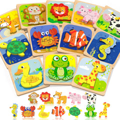 Benresive wooden toddler puzzle giraffe supports color and shape recognition during play