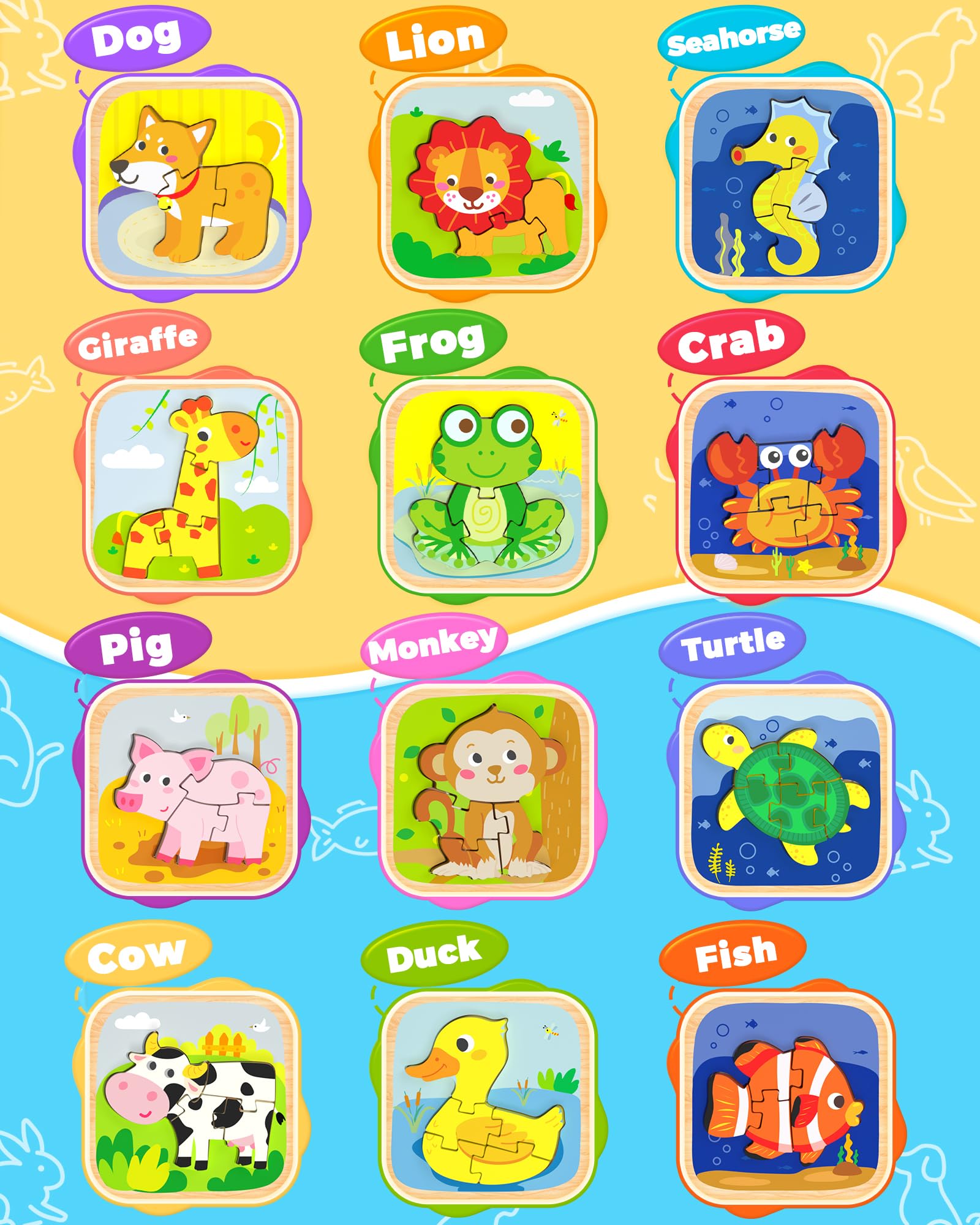 Benresive wooden toddler puzzle turtle promotes shape recognition and imaginative play