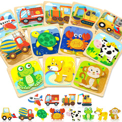 Benresive wooden vehicle puzzle cars enhances fine motor skills and color recognition
