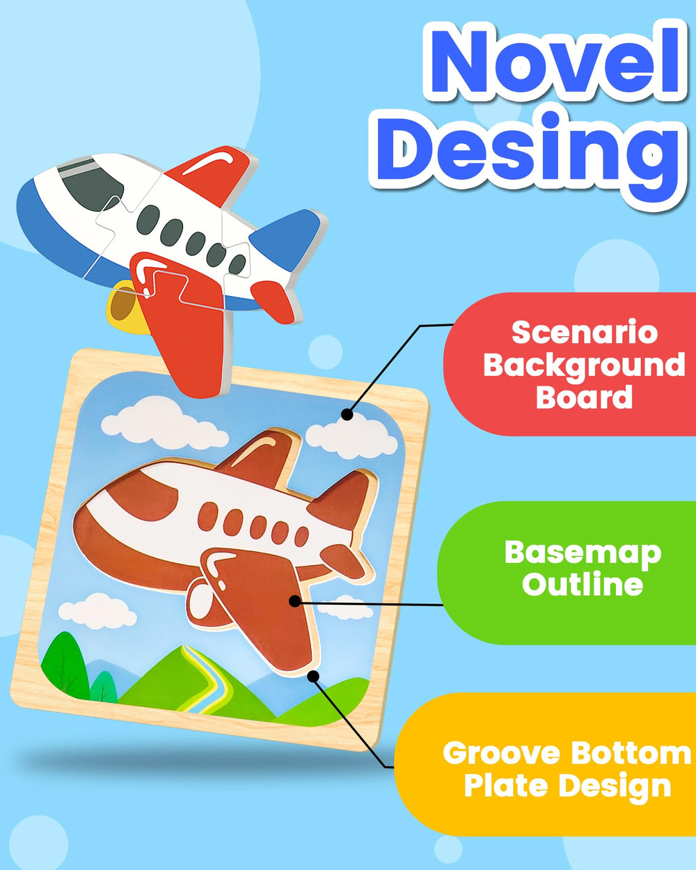 Benresive wooden vehicle puzzle set for toddlers offers durable, safe construction