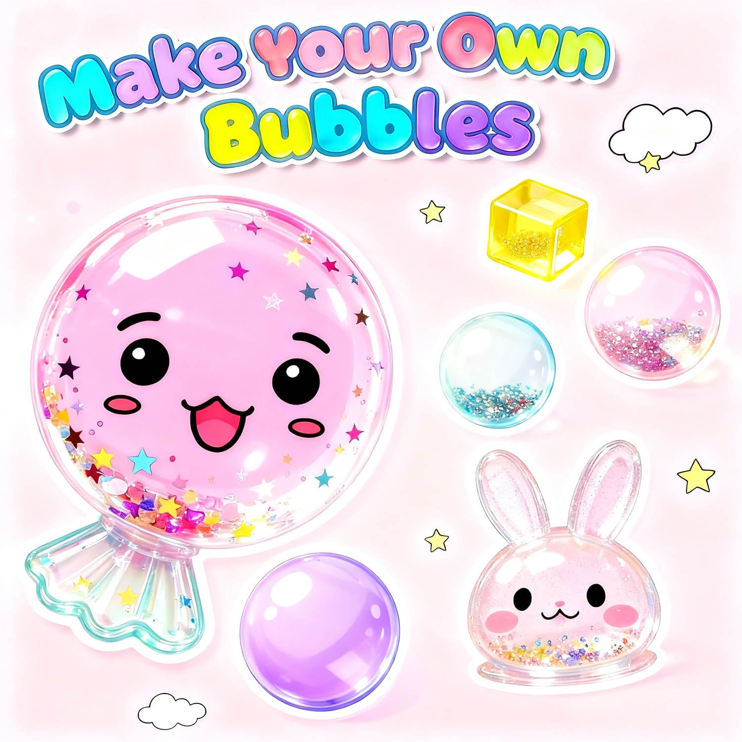 BENWIL nano tape bubbles kit glitter: vivid visuals for bubble art.