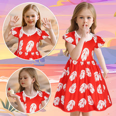 Close-up of waist detail on Benylion Hawaiian dress for girls showing durability and design.