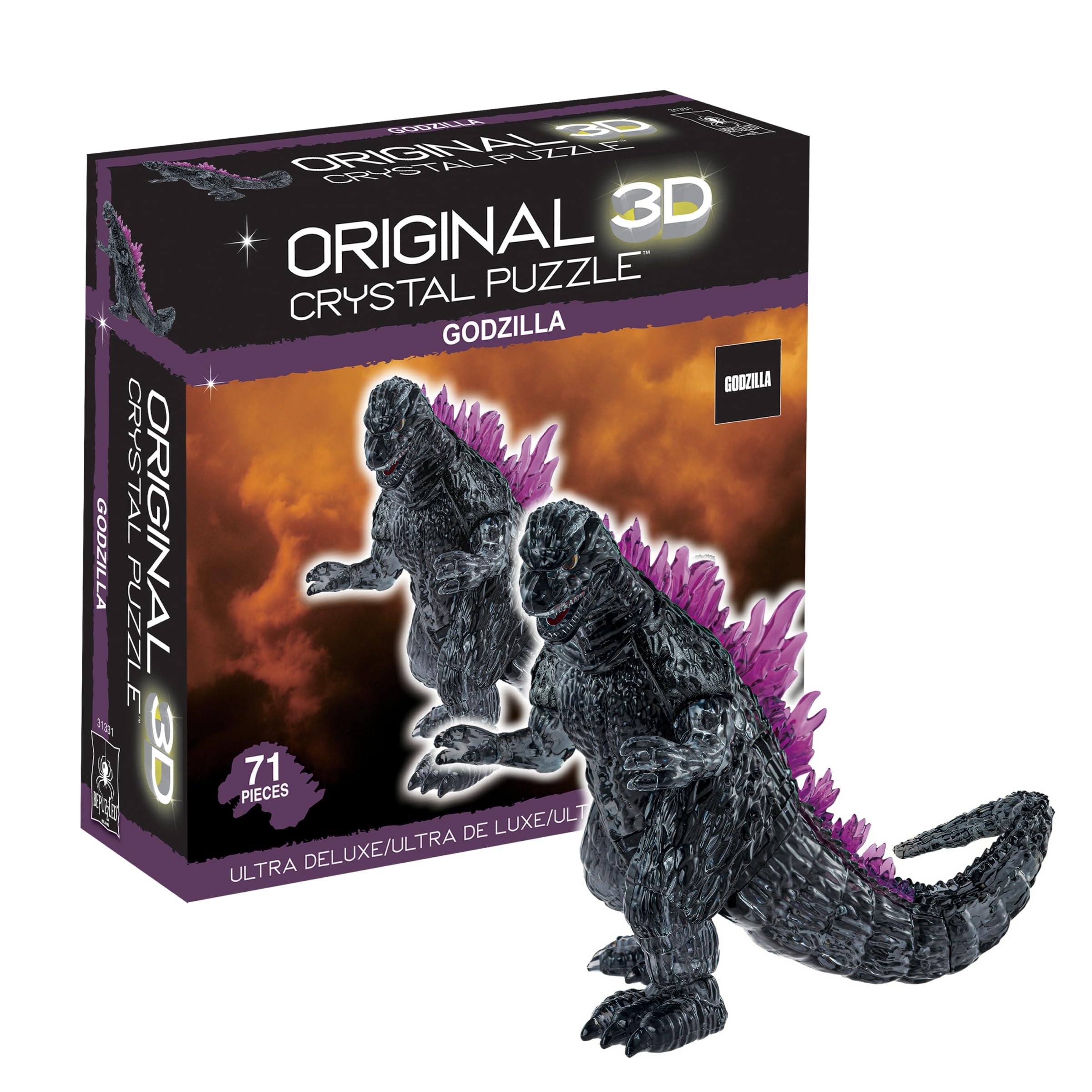 Bepuzzled Godzilla Ultra Deluxe 3D crystal puzzle pieces click together with satisfying precision.