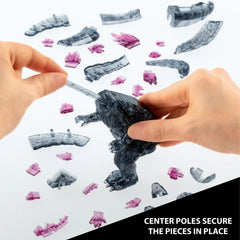 Bepuzzled Godzilla Ultra Deluxe 3D crystal puzzle's clear facets catch light.