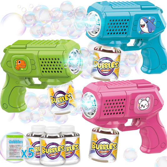 Beria bubble guns 3-pack ready for outdoor play with bright bubbles