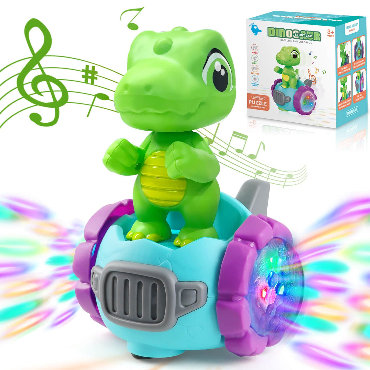 Beria Dinosaur Robot Car with lights and music enhances immersive play