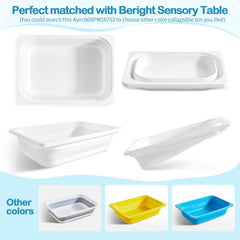 Beright sensory table with pretend fruits enhances kitchen role-play.