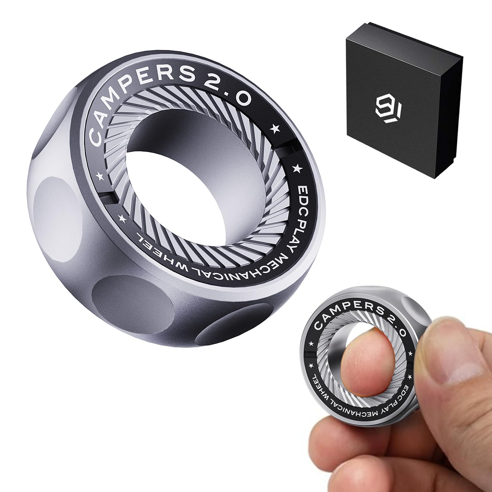 Berotok fidget ring in stainless steel close-up shows durable design for daily use.