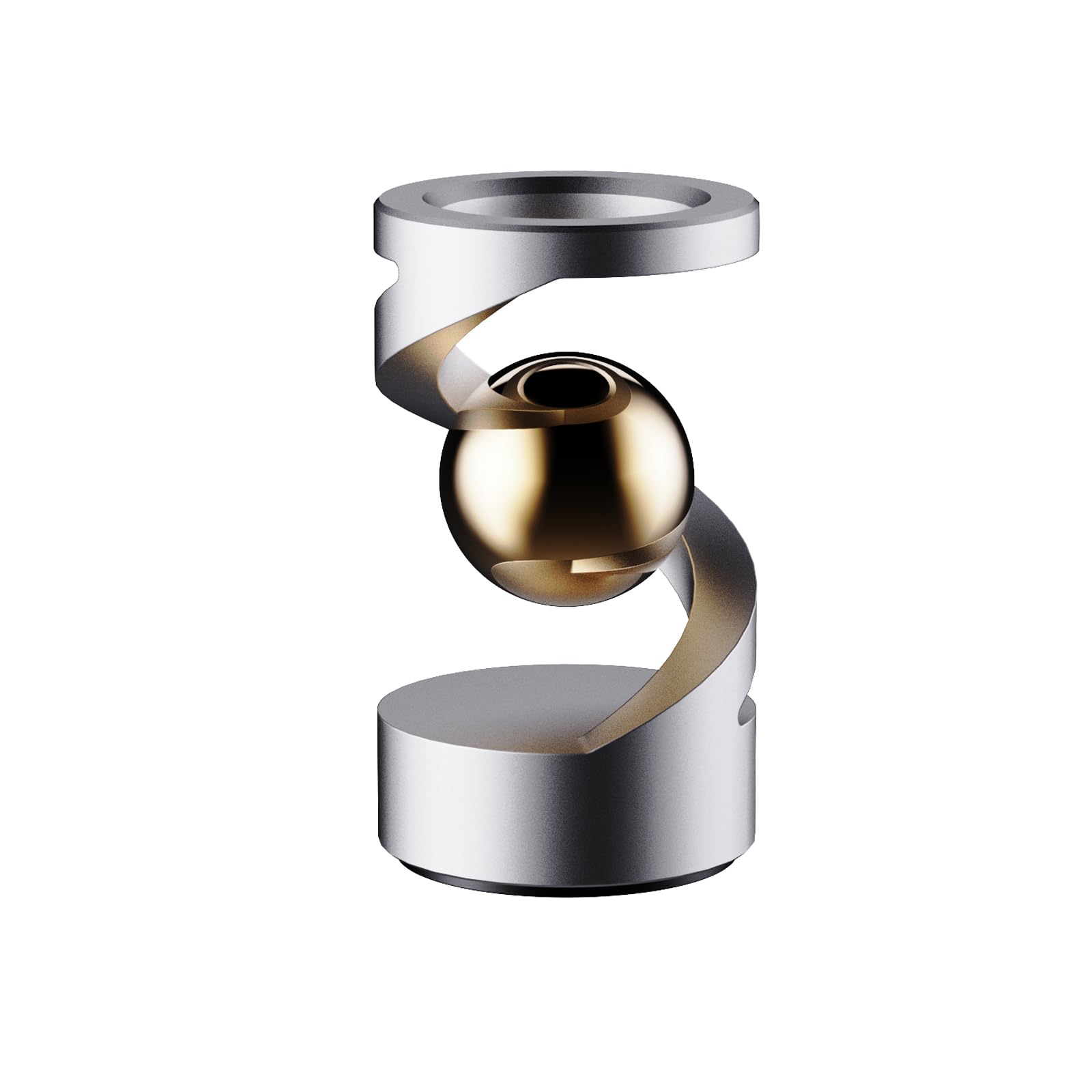 Berotok kinetic desk spinner in silver-gold provides tactile focus during work.
