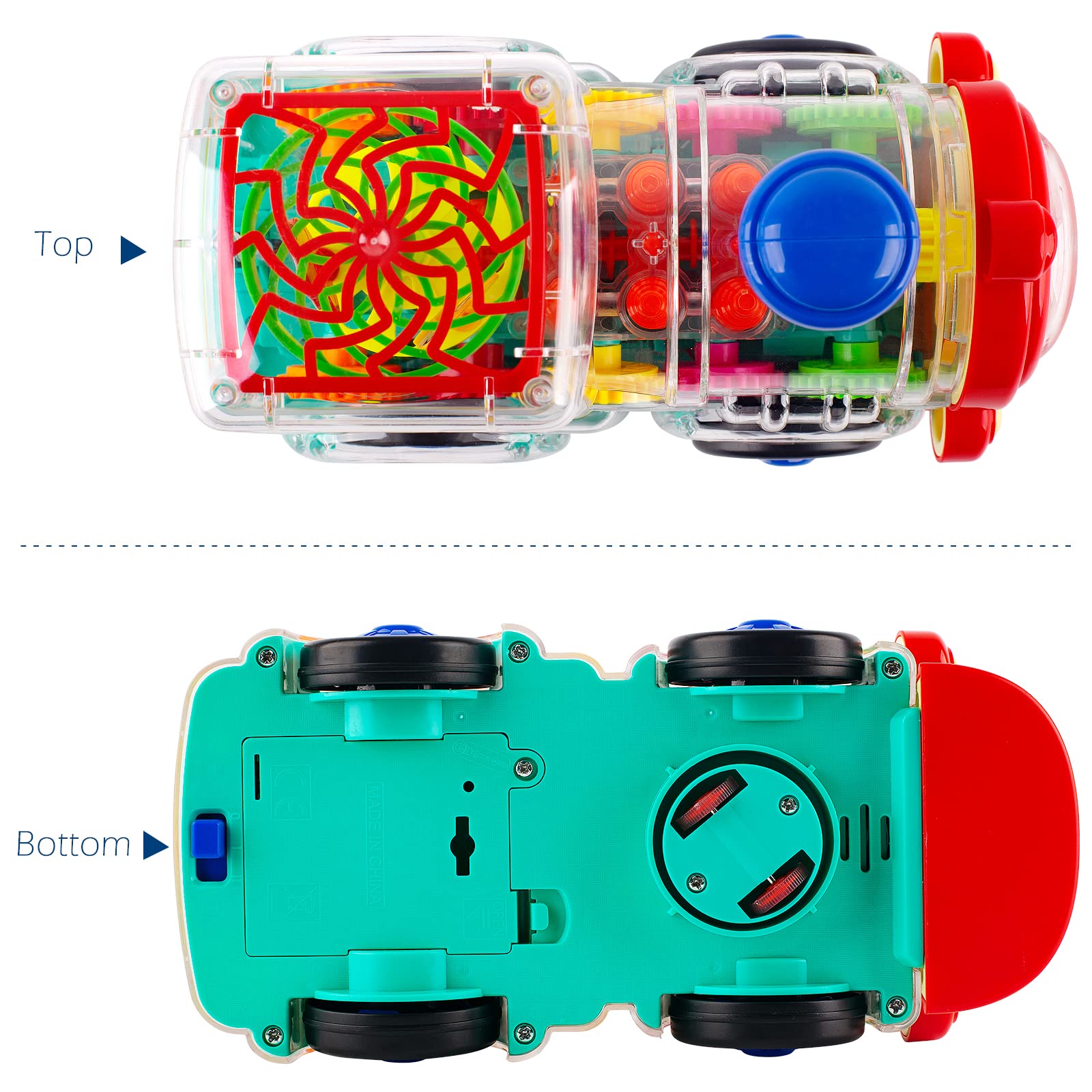 Berry President colorful parts stimulate visual exploration during playtime.