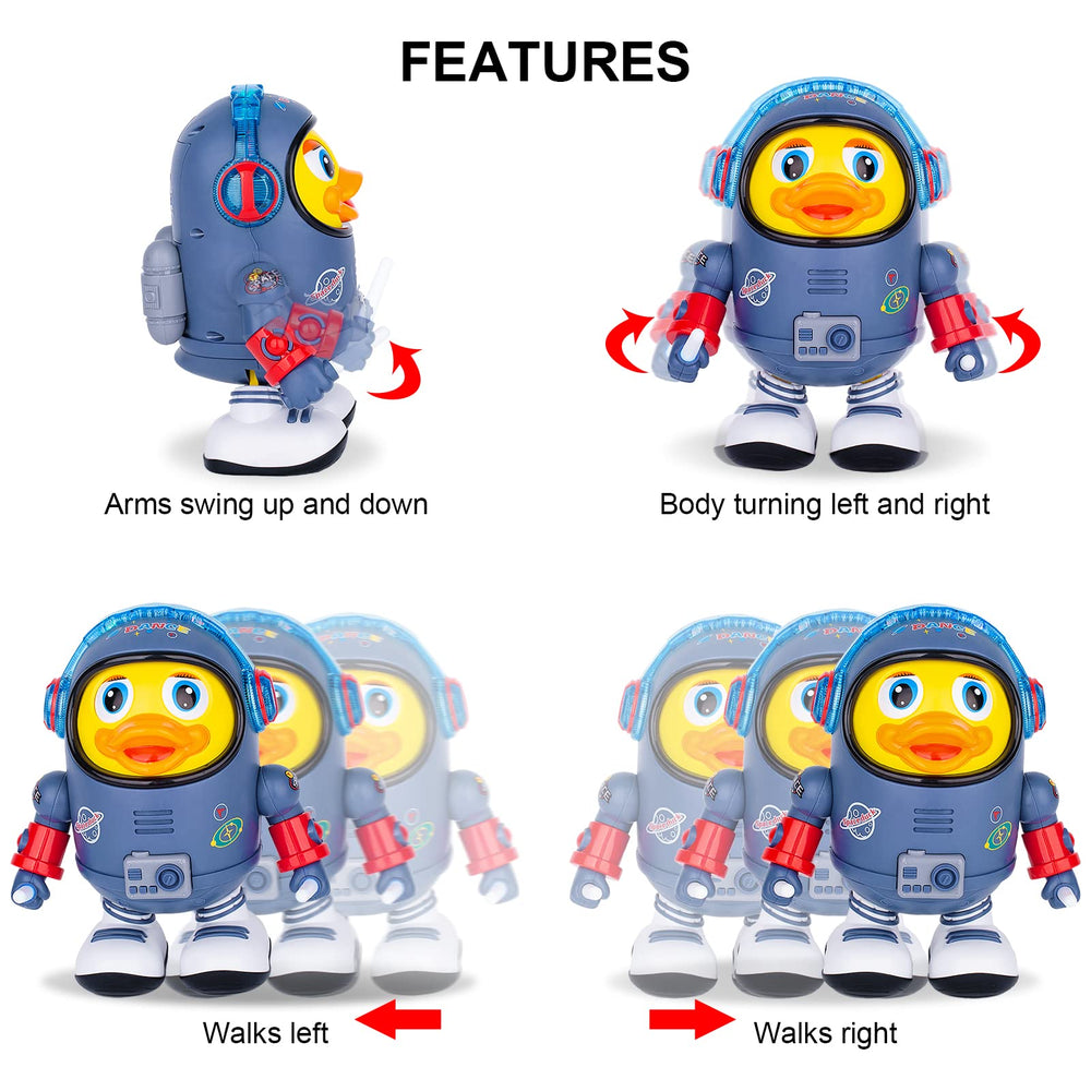 Berry President Space Duck eyes blink to grab baby attention.
